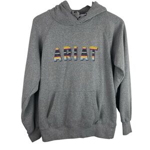 Ariat Real | Gray Ariat Serape Spell Out Hooded Sweatshirt